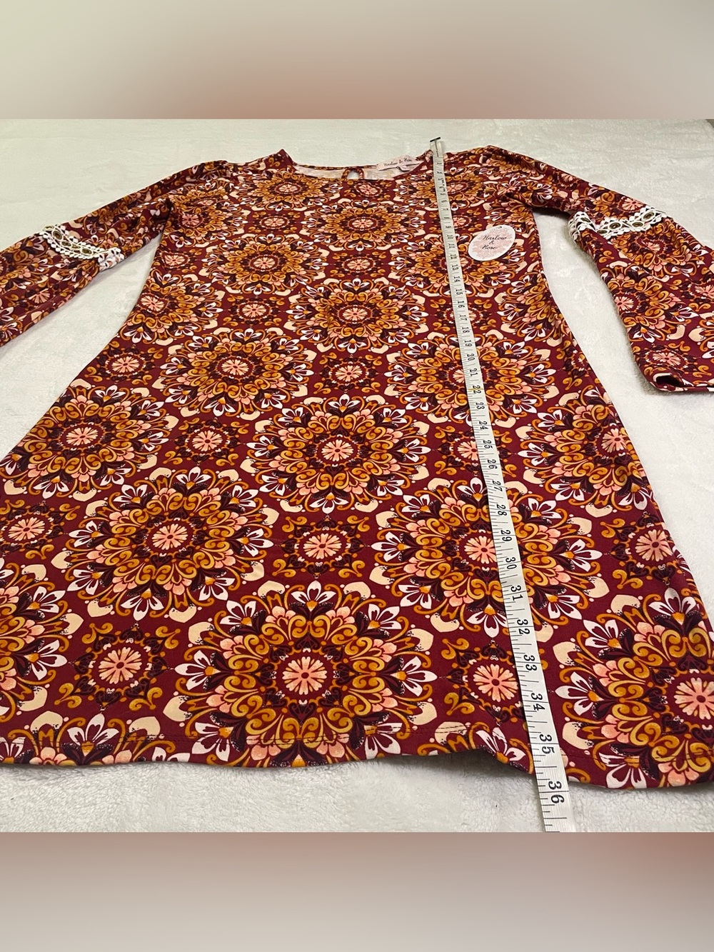 NWT Harlow & Rose Retro Style Long Sleeve Hippie Dress size S - Picture 6 of 12